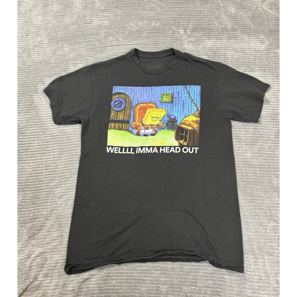 Spongebob Squarepants Well Imma Head Out Meme Nickelodeon T Shirt Medium Black